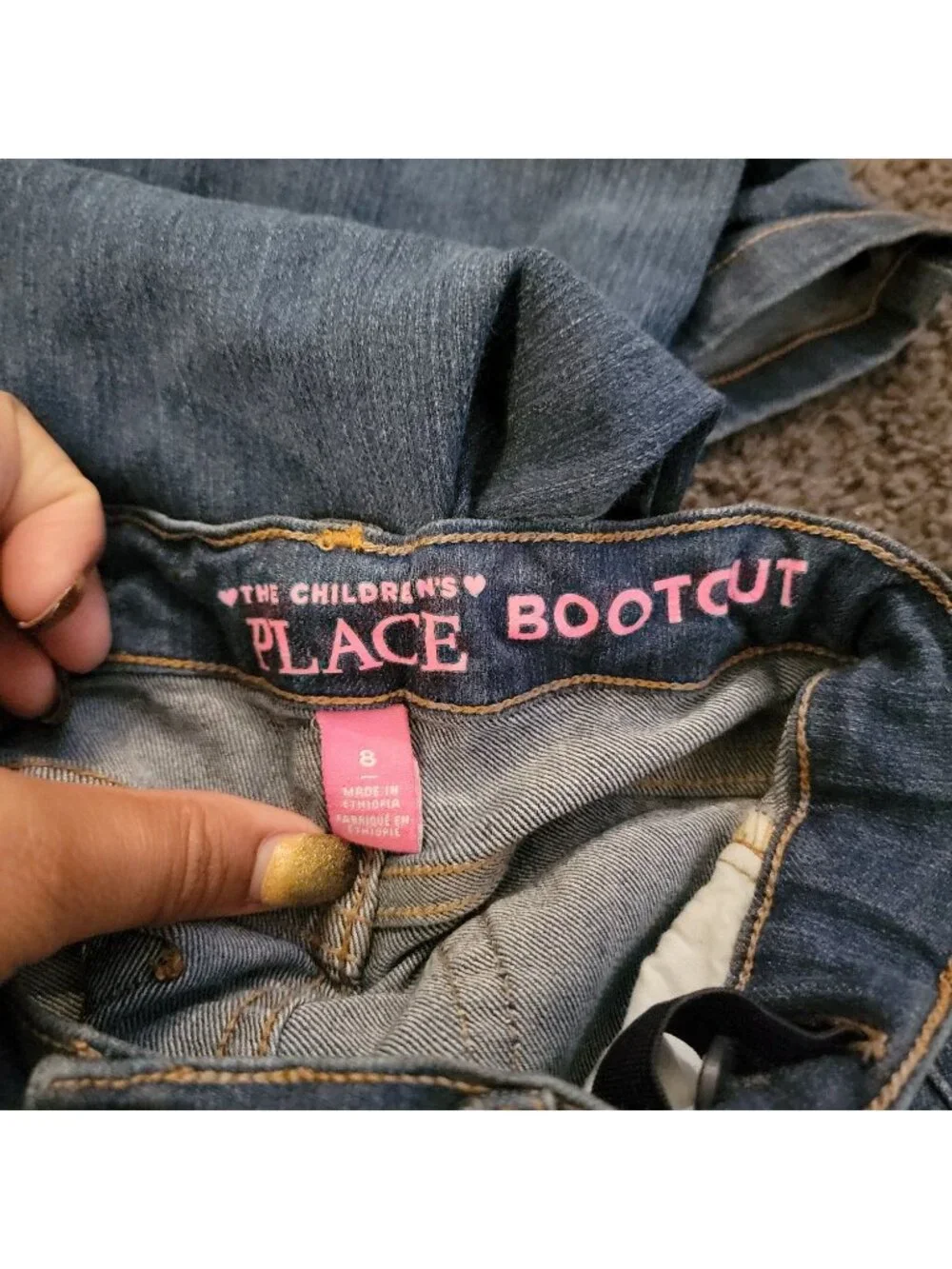 The Children's Place Girls Blue Pockets Mid Rise Denim Bootcut Jeans Size 8